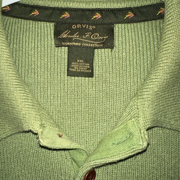 Orvis Green Knit Polo Sweater - Picture 2 of 3